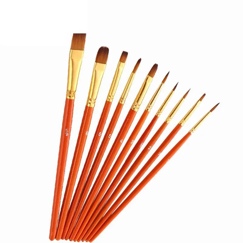 10pcs  Nylon Hair Brush Watercolor   Mahogany Stick Paint Brush