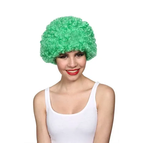 Adults Green Afro Wig Circus Clown Carnival Fun Accessory