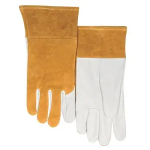 Best Welds MIG/TIG Welding Gloves, Goatskin/Split Cowhide, Large, White, 115TIG-L