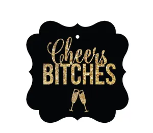 Cheers Bitches Bachelorette Party Fancy Frame Favor Tags