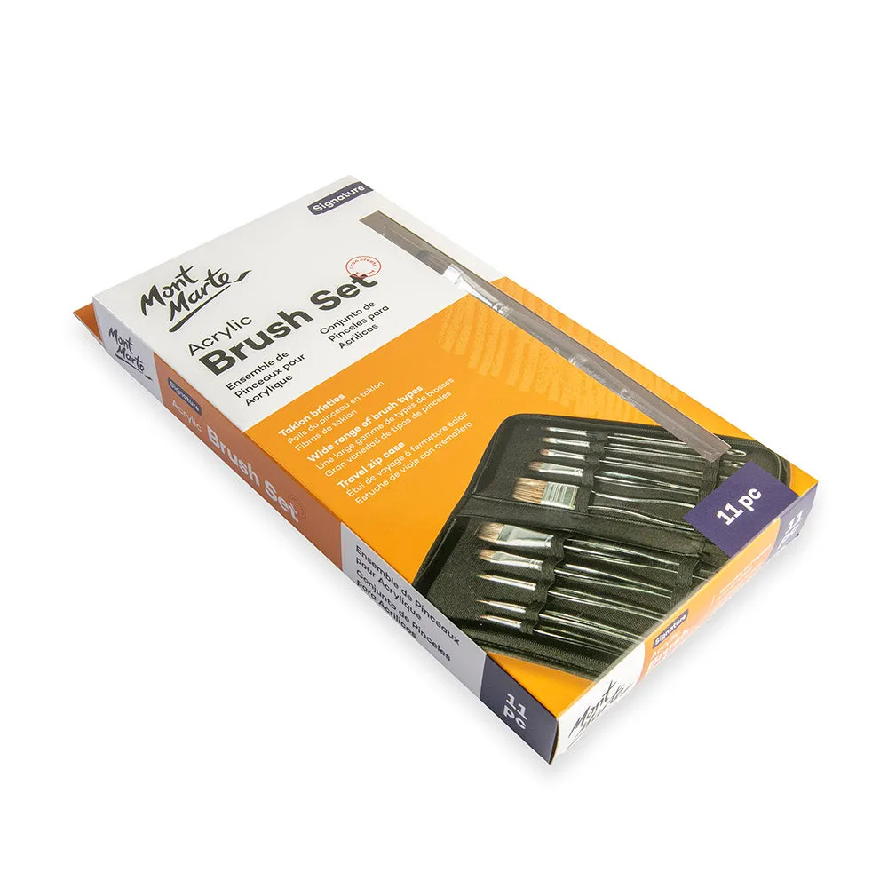 Clear Handle Acrylic Paint Brush Set Signature 11pc