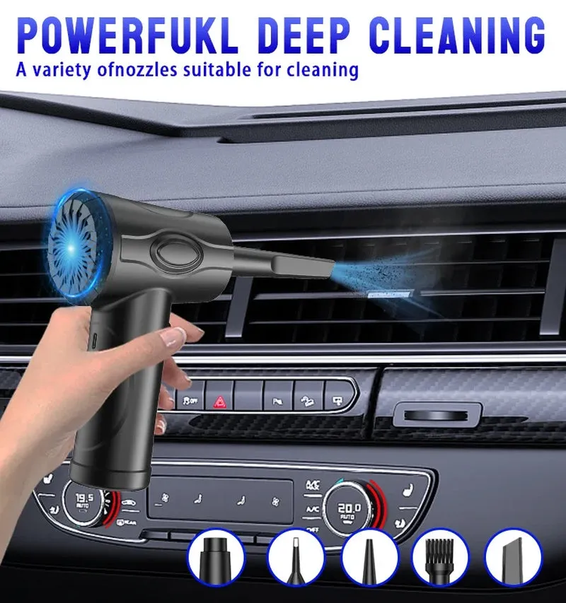 Compressed Air Duster - 100000RPM Cordless Air Blower for Keyboard Cleaner,Air Duster Electric with LED Light, Rechargeable Air Dusters 3 Adjustable Speeds Car Dusters