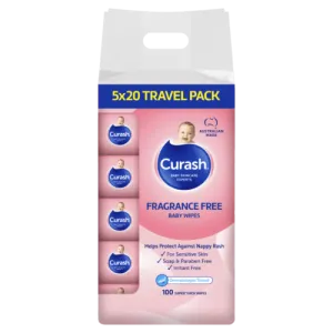 Curash Fragrance Free Baby Wipes 5 x 20 Pack