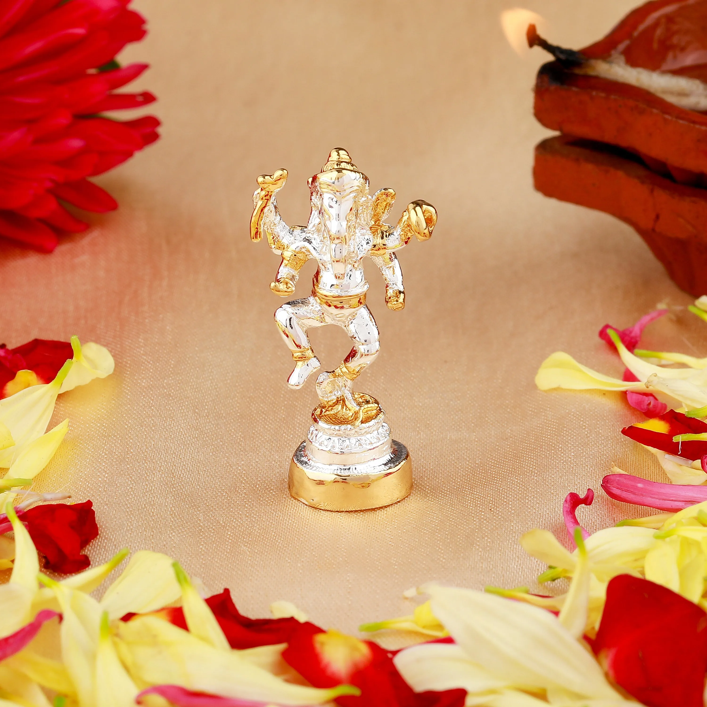 Estele Gold & Rhodium Plated Divine Ganesh Idol