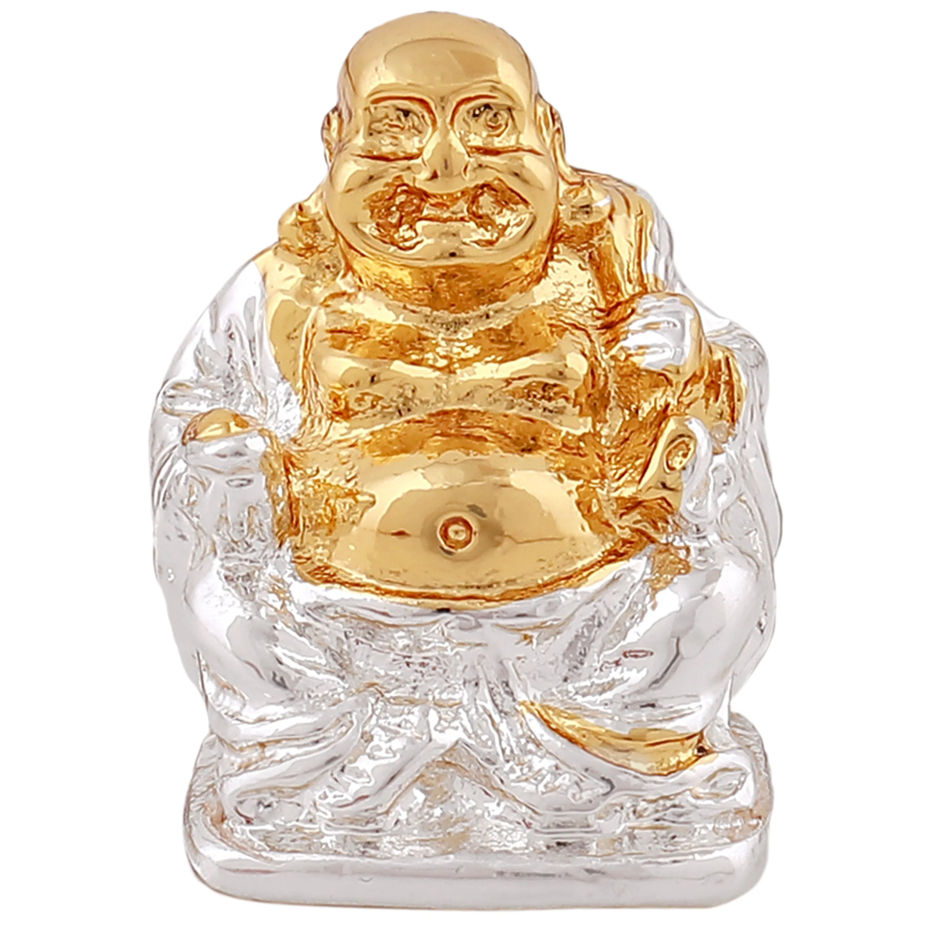 Estele Gold & Rhodium Plated Laughing Buddha statue with Potli showpiece for Perfect Home and Office Decor.