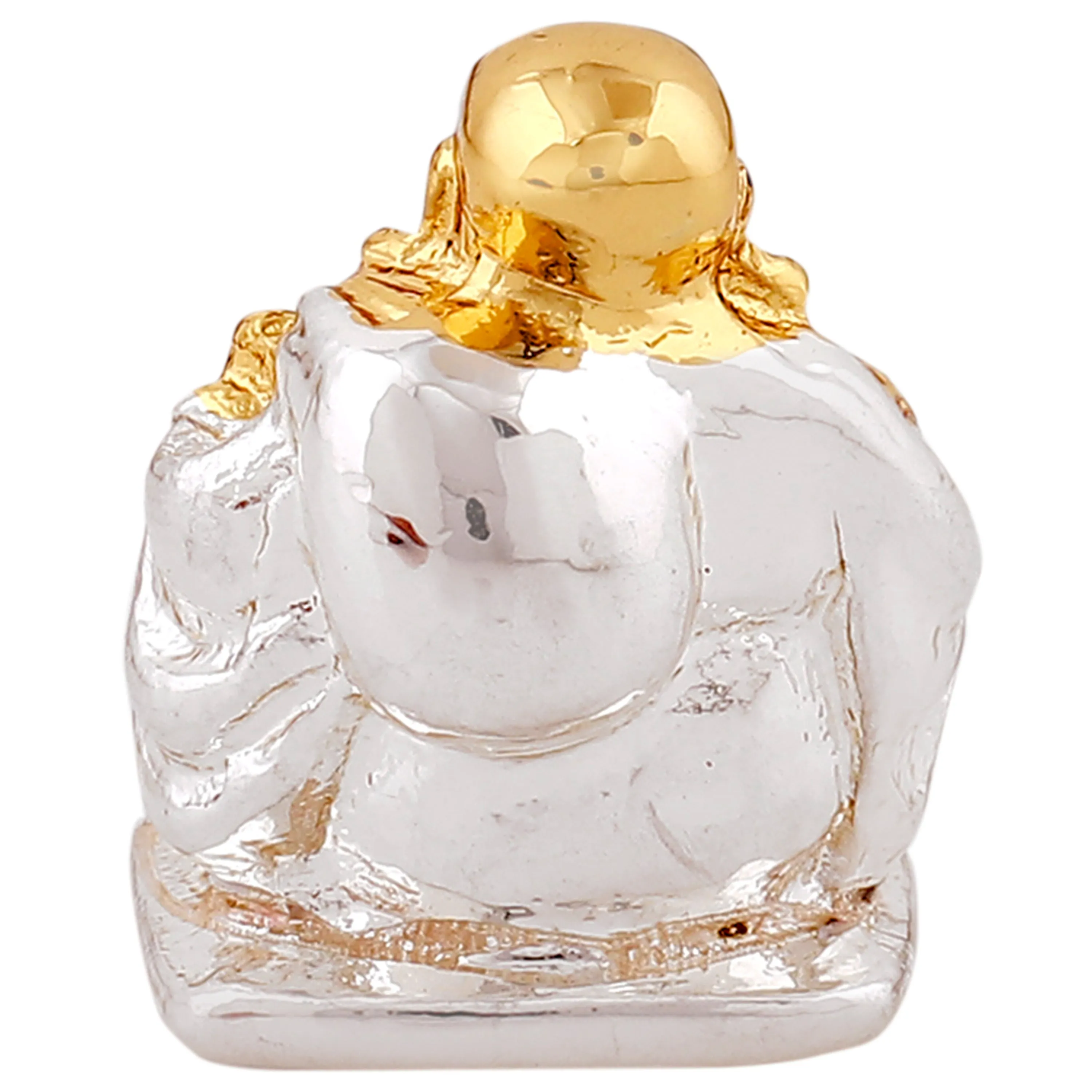 Estele Gold & Rhodium Plated Laughing Buddha statue with Potli showpiece for Perfect Home and Office Decor.