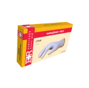 Ever Ready First Aid Exam Gloves, Vinyl, Non-Sterile, Large, 2 Pairs, in Kit Unit Box (Pack of 10)