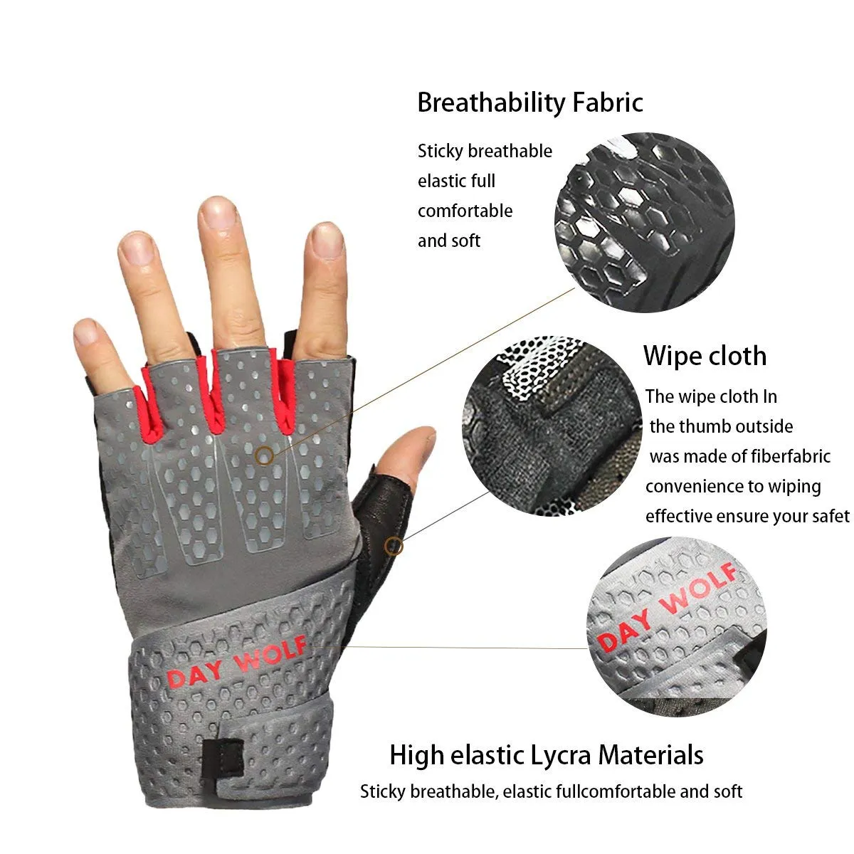 Fingerless Fitness Gloves - Day Wolf & Red