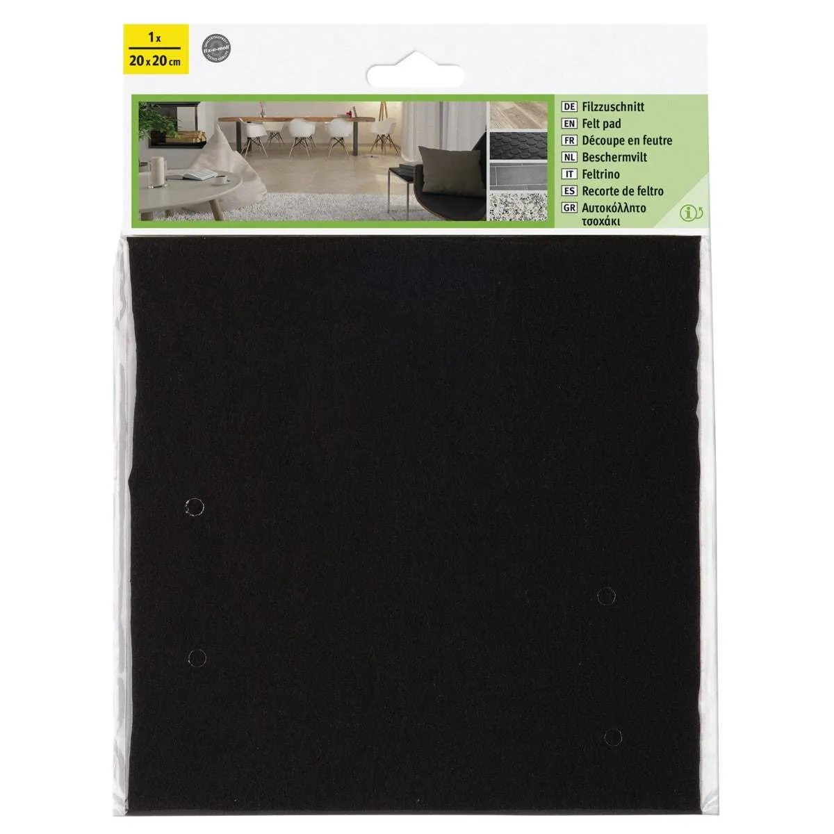 Fix-O-Moll Felt Pad Self Adhesive 200 X 200 mm Black