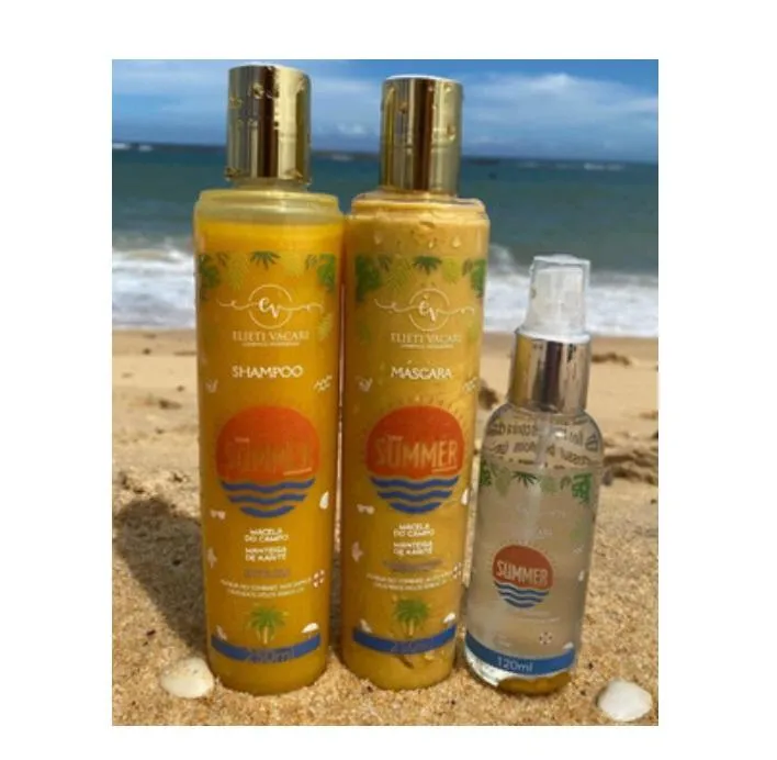 Gold Summer Protection Shea Butter Anti Damaged Hair Kit 3 Itens - Elieti Vacari