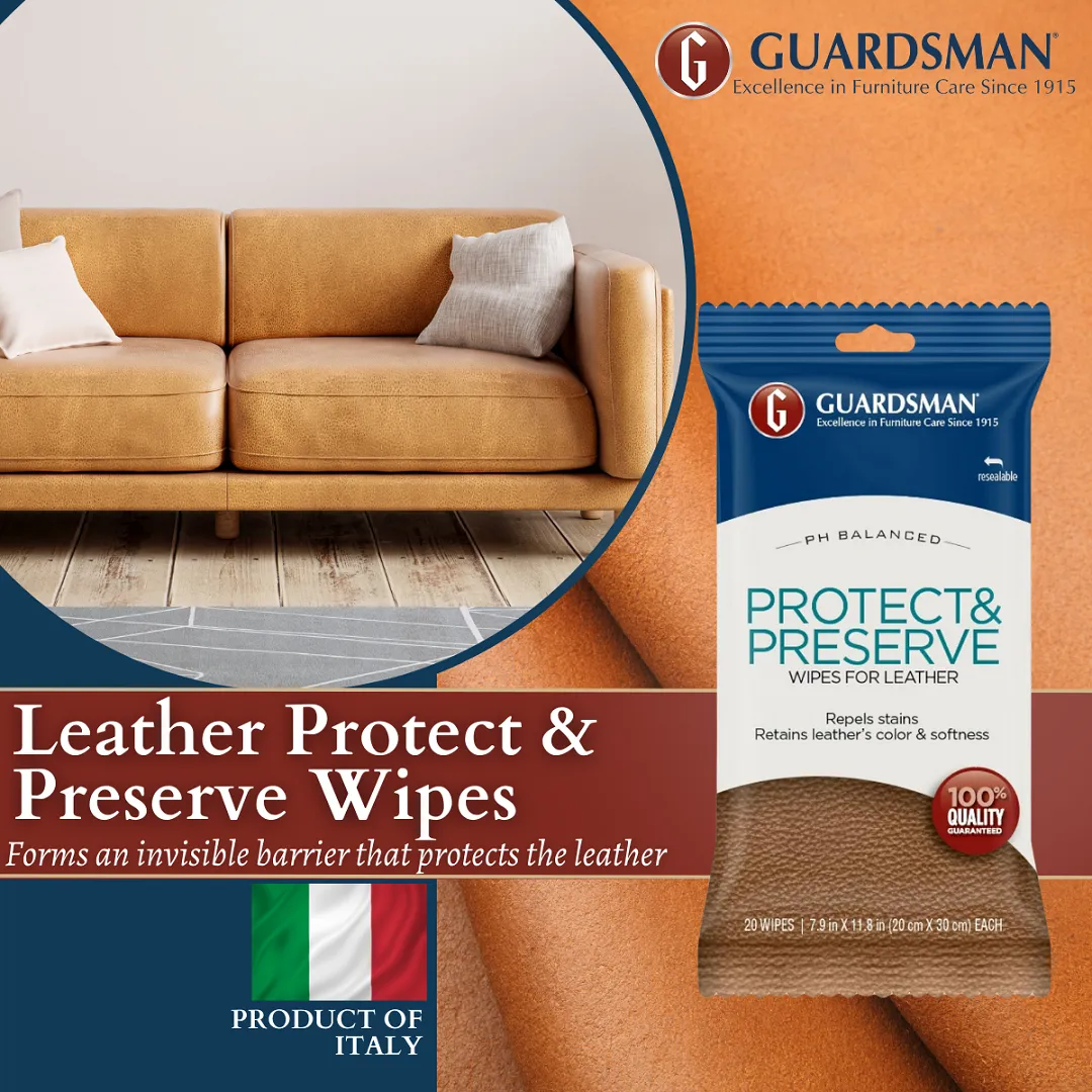 Guardsman Protect & Preserve Leather Wipes 20 Wipes