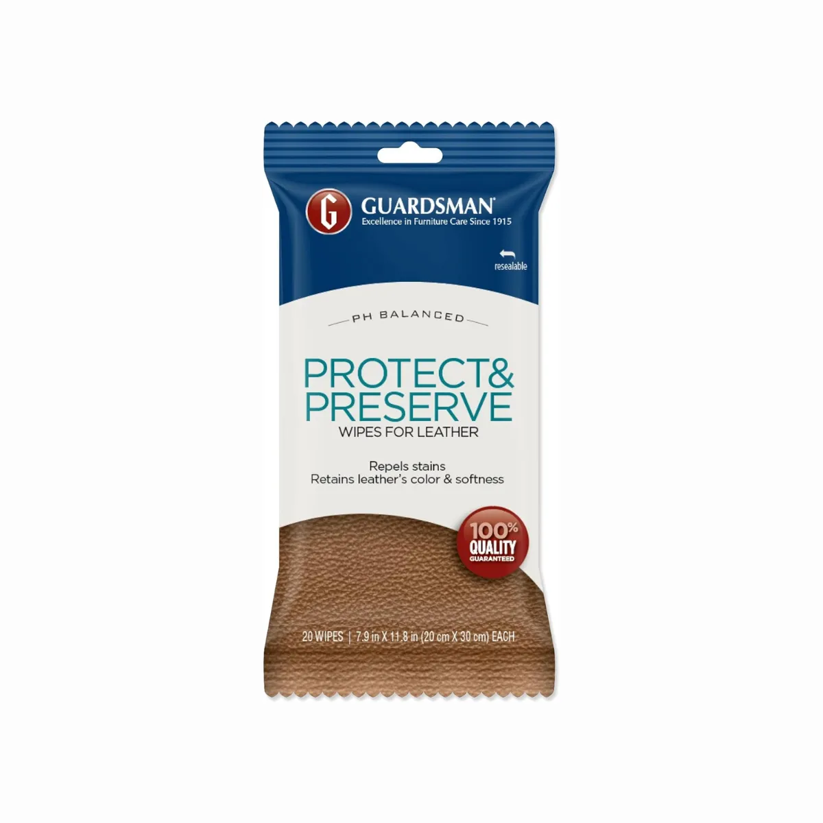 Guardsman Protect & Preserve Leather Wipes 20 Wipes