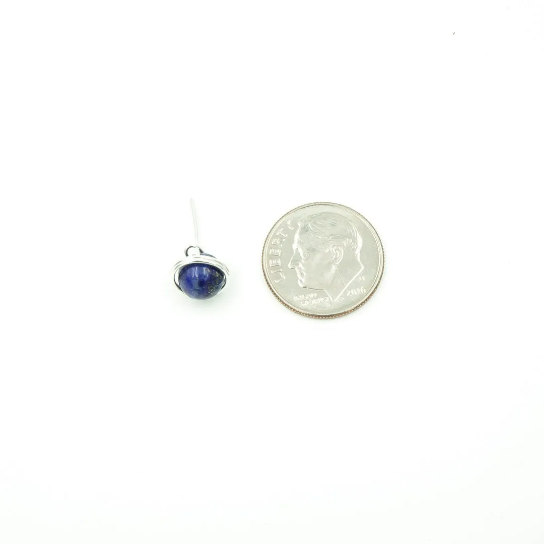 Handmade Sterling Silver Lapis Lazuli Nests | Single Stud Earrings | December Birthstone | Eco-Friendly Jewelry | Hypoallergenic & Nickel-Free | Natural Stone | Wedding Anniversary