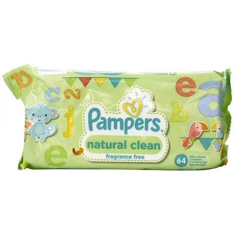 Pampers Natural Clean Baby Wipes 64 Wipes