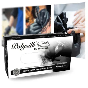 Polysilk by Shamrock Black Latex Gloves - Exam Grade, Powder Free (4 Mil), 1,000 Gloves