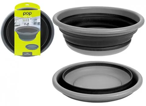 Pop! Collapsible 7 Litre Large Round Bowl - Black/Grey