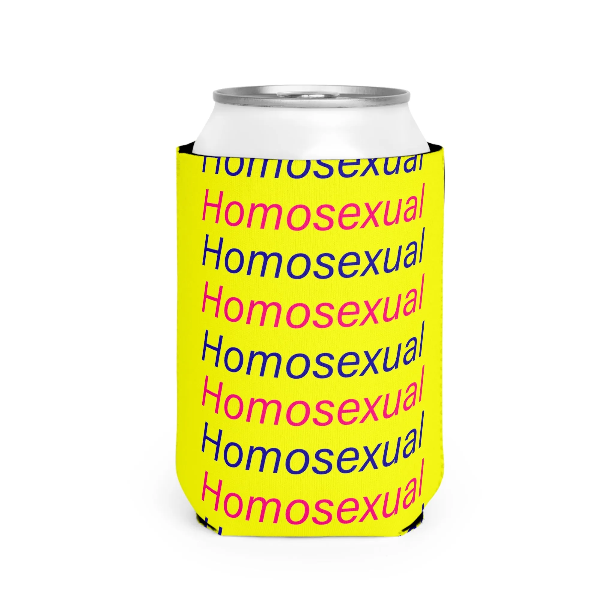 "Homosexual" Can Cooler Sleeve - Yellow