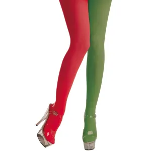 Red Green Jester Tights Medieval Halloween Fancy Dress