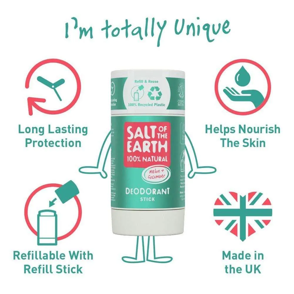 Salt of The Earth Natural Deodorant Stick (Refillable) - Melon & Cucumber