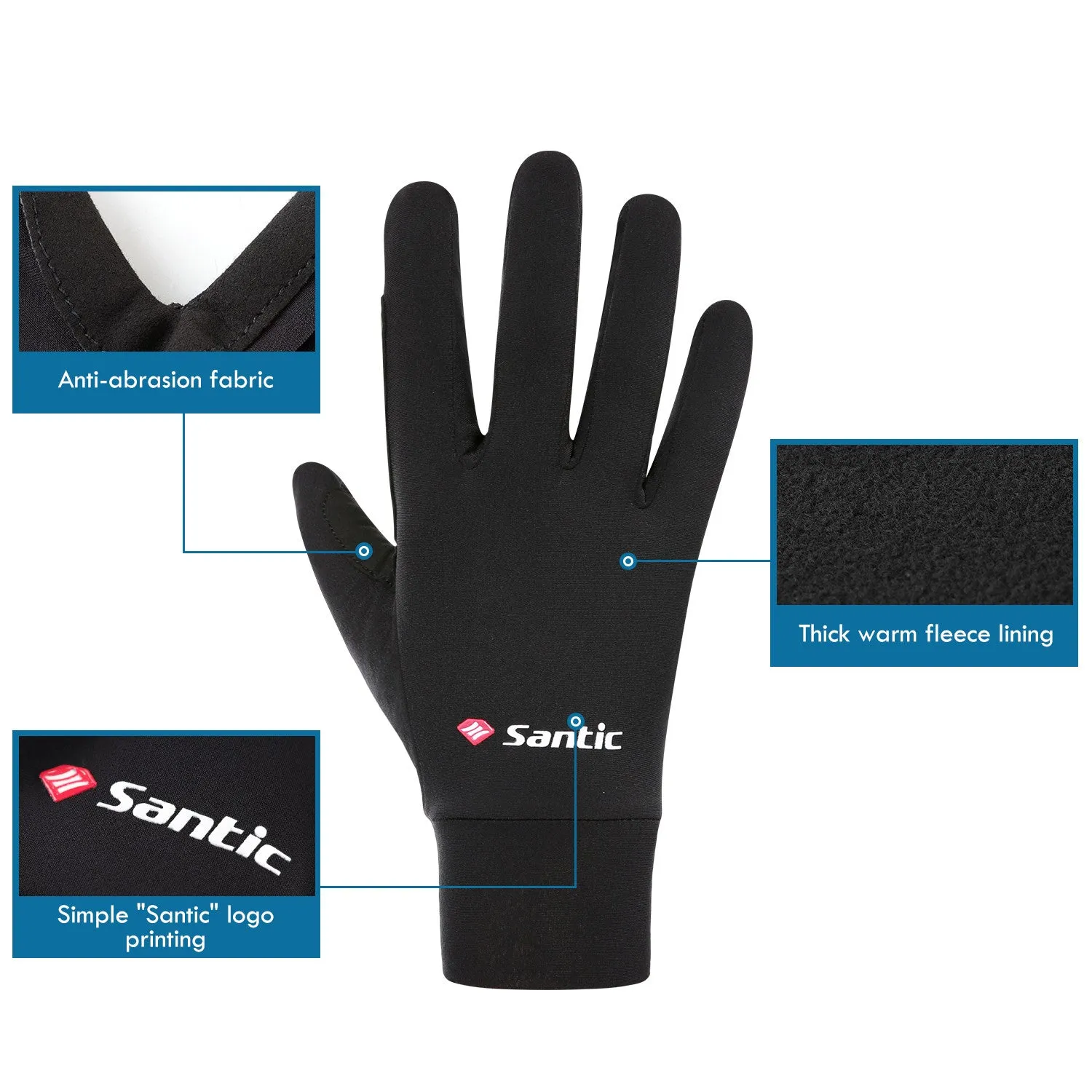 Santic Dorin Black Men Women Cycling Gloves