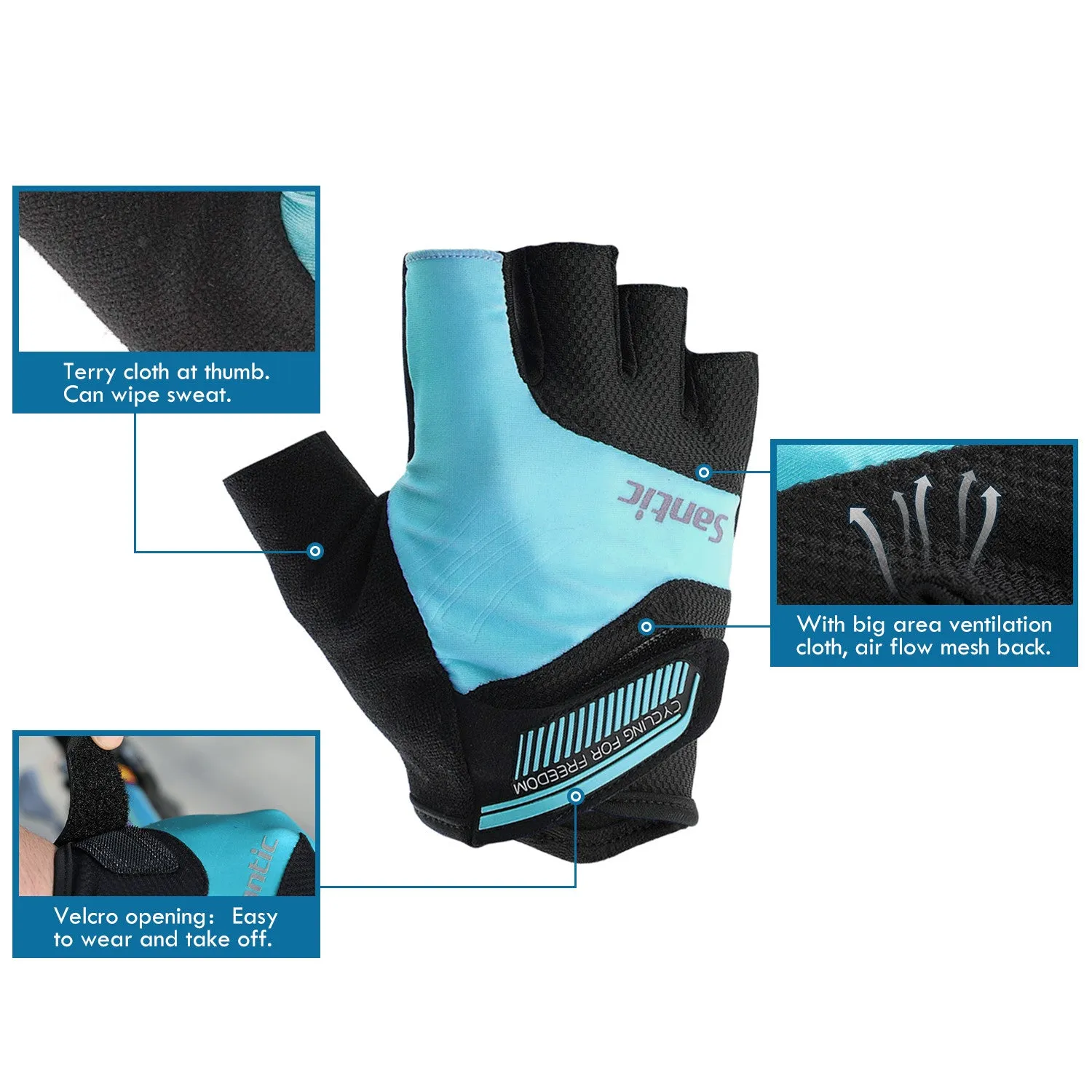 Santic Java Men Cycling Gloves Half Finger – Blue