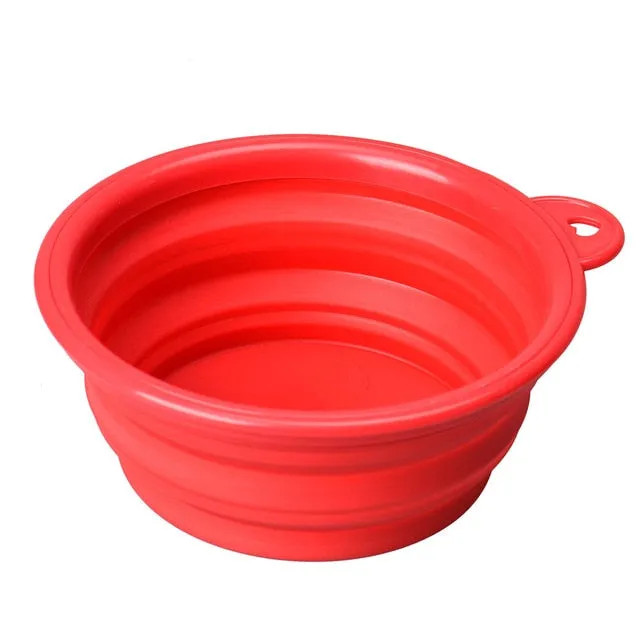 Solid Color Folding Collapsible Silicone Puppy Pet Bowl