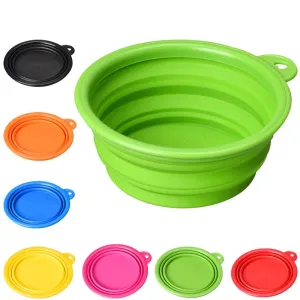 Solid Color Folding Collapsible Silicone Puppy Pet Bowl