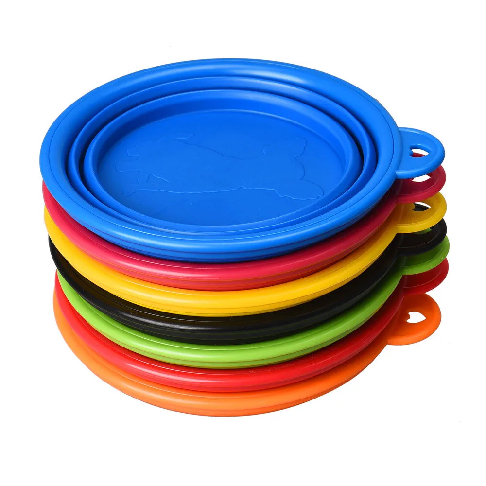 Solid Color Folding Collapsible Silicone Puppy Pet Bowl