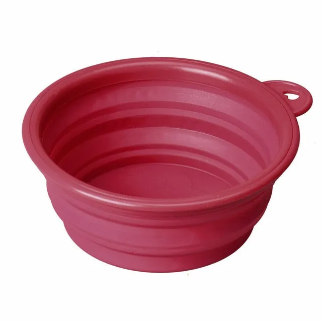 Solid Color Folding Collapsible Silicone Puppy Pet Bowl