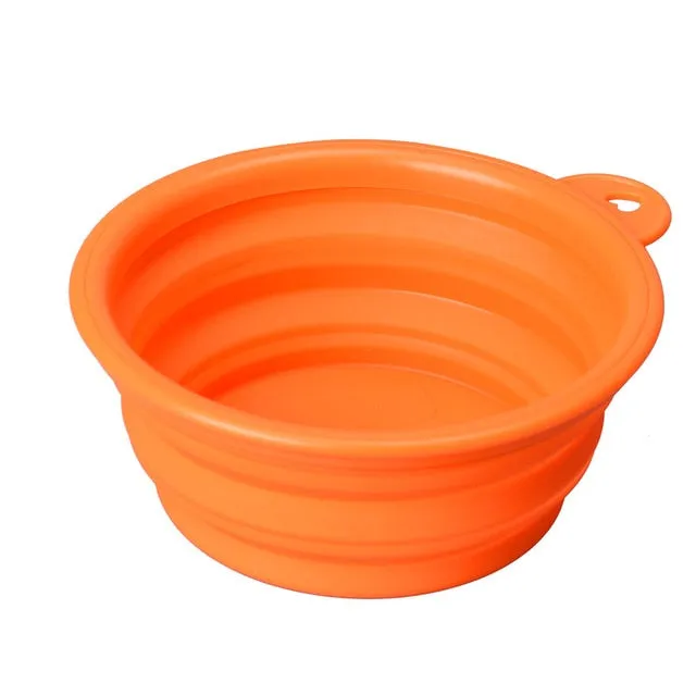 Solid Color Folding Collapsible Silicone Puppy Pet Bowl