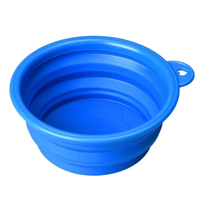 Solid Color Folding Collapsible Silicone Puppy Pet Bowl