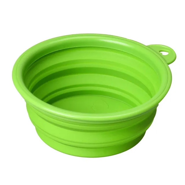 Solid Color Folding Collapsible Silicone Puppy Pet Bowl