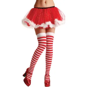 Womens Red White Stripe Thigh Highs Fancy Dress Accessory