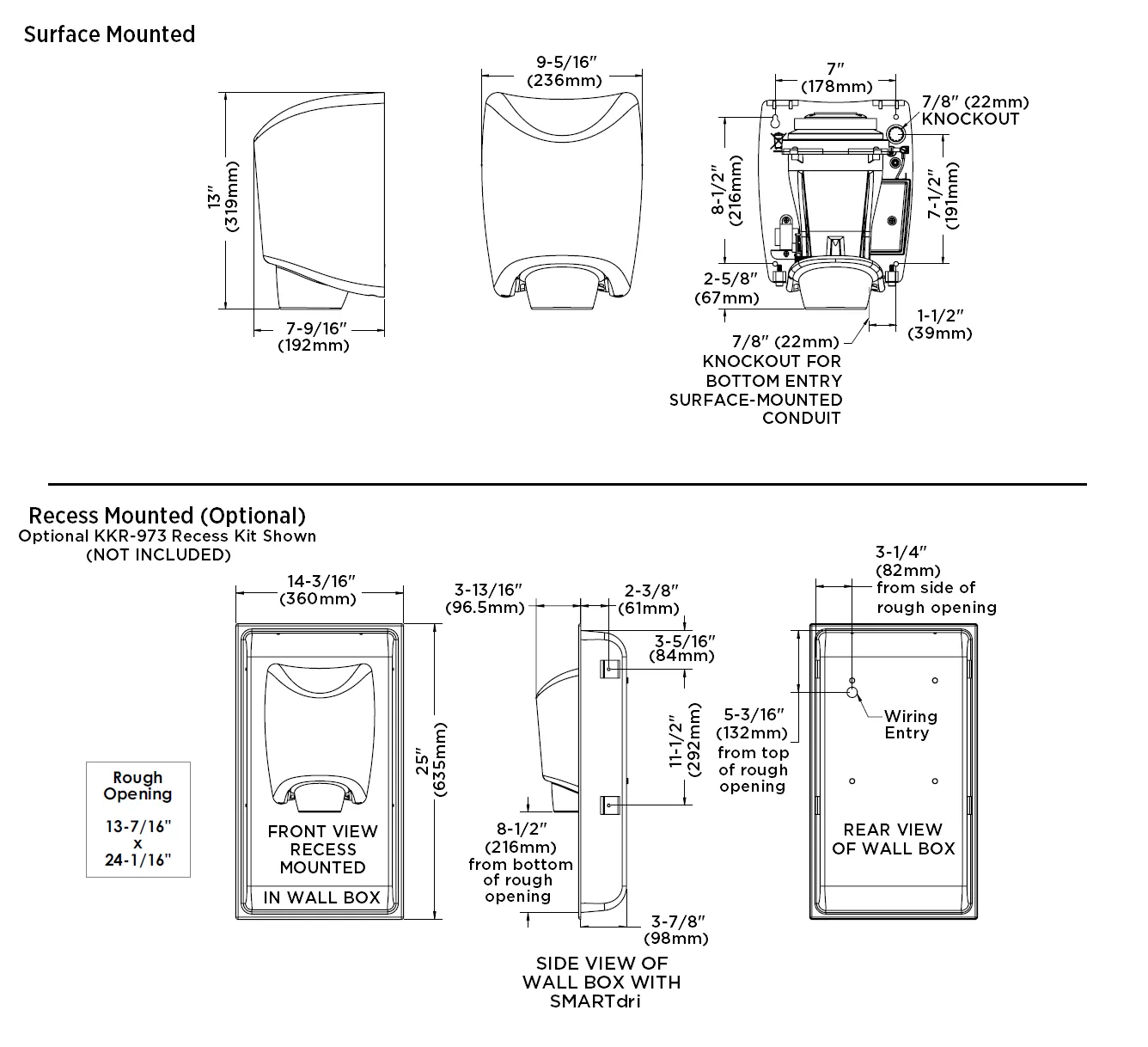 WORLD DRYER® K-975P SMARTdri® Plus ***DISCONTINUED***  No Longer Available in WHITE STEEL - Please see WORLD K-974P2